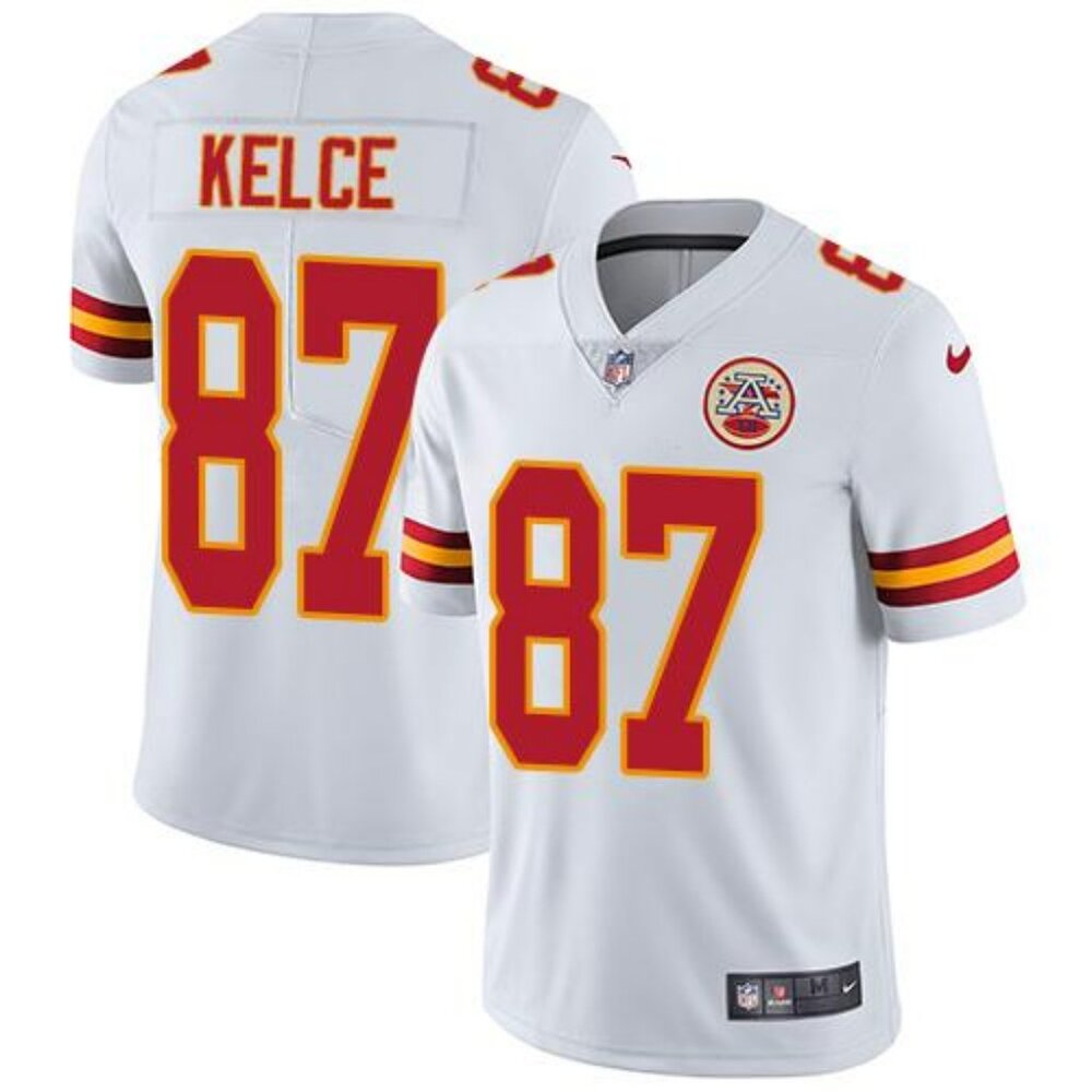 TRAVIS KELCE 87 - KANSAS CITY CHIEFS WHITE STITCHED FOOTBALL JERSEY